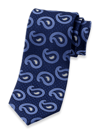 Paisley Deco Woven Silk Tie - Navy/blue