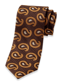 Paisley Deco Woven Silk Tie - Brown/gold