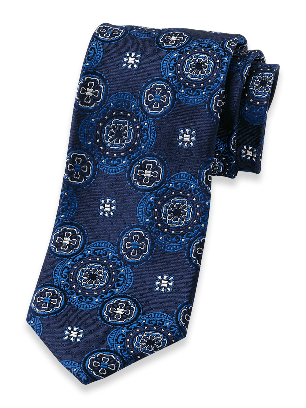 Product Image of Medallion Woven Silk Tie-Blue