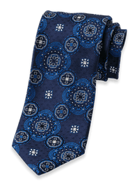 Medallion Woven Silk Tie - Blue