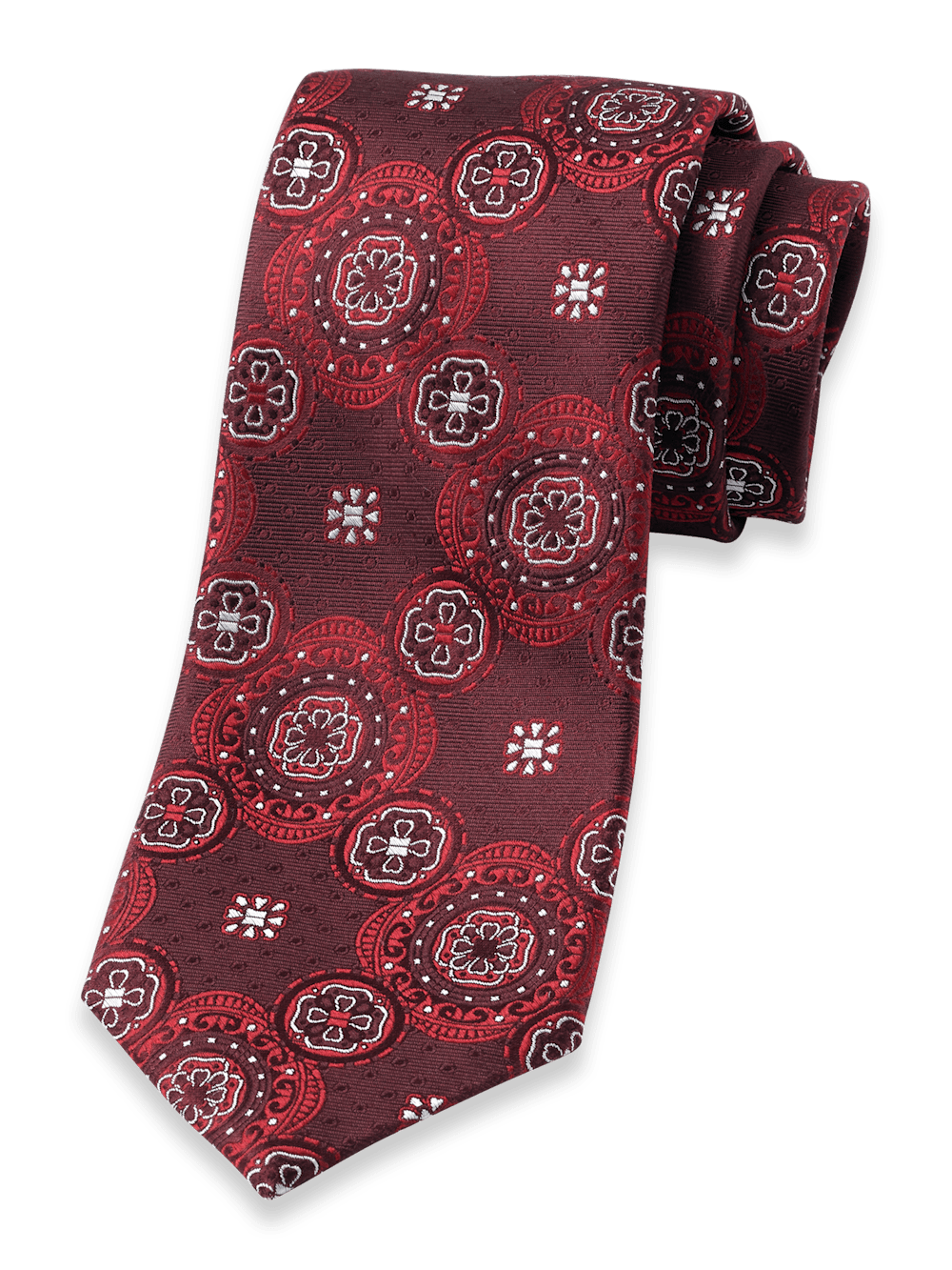 Product Image of Medallion Woven Silk Tie-Red