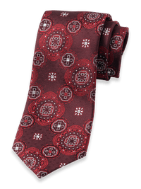 Medallion Woven Silk Tie - Red