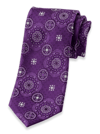 Medallion Woven Silk Tie - Purple