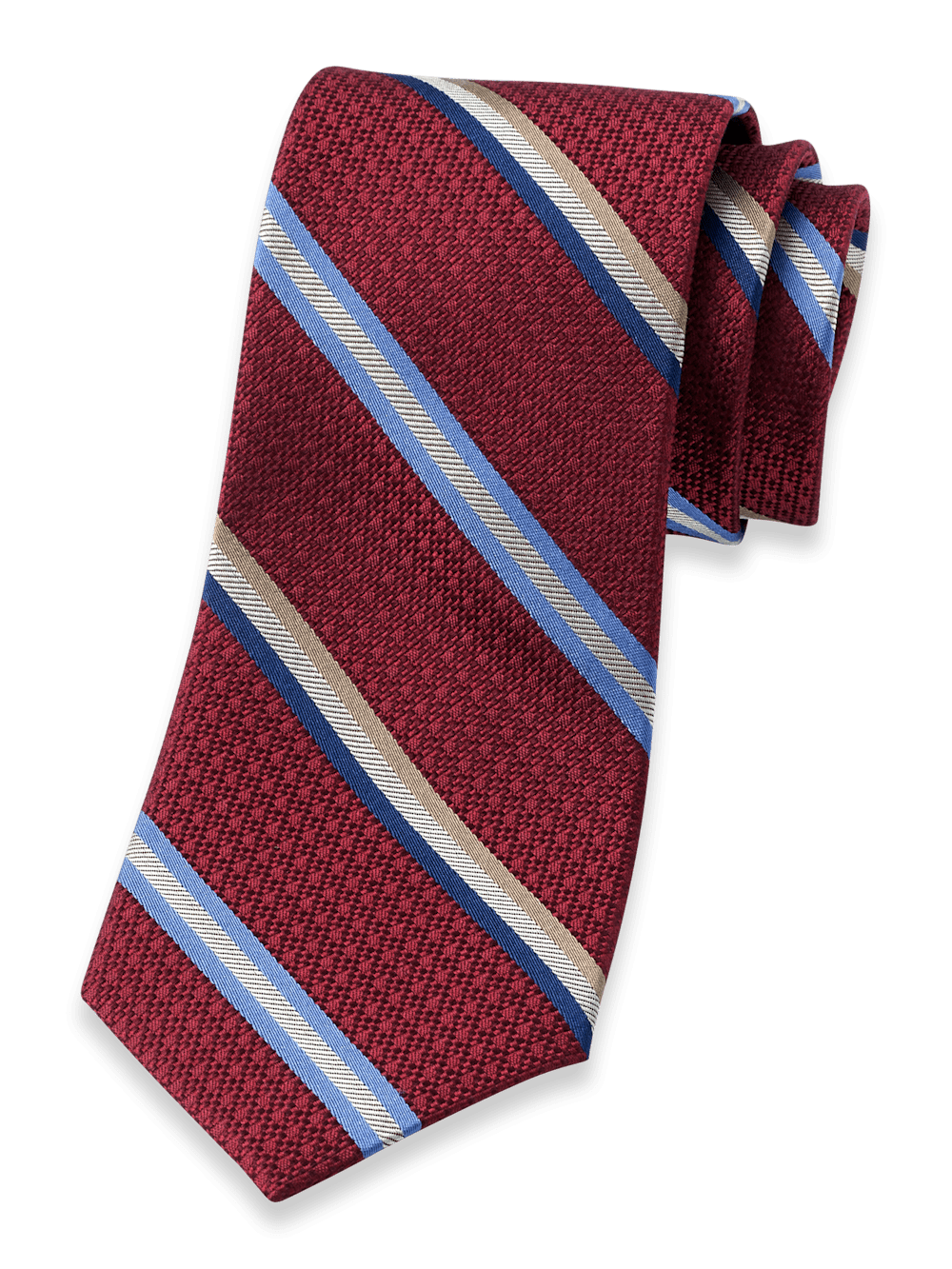 Product Image of Stripe Woven Silk Tie-Burgundy Multi