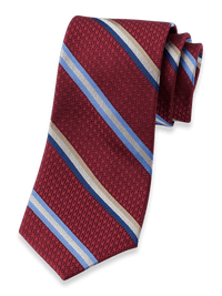 Stripe Woven Silk Tie - Burgundy Multi