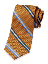 Stripe Woven Silk Tie - Gold Multi