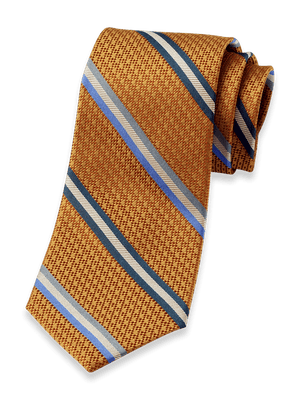 Stripe Woven Silk Tie - Gold Multi