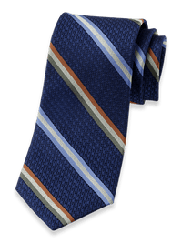 Stripe Woven Silk Tie - Navy Multi