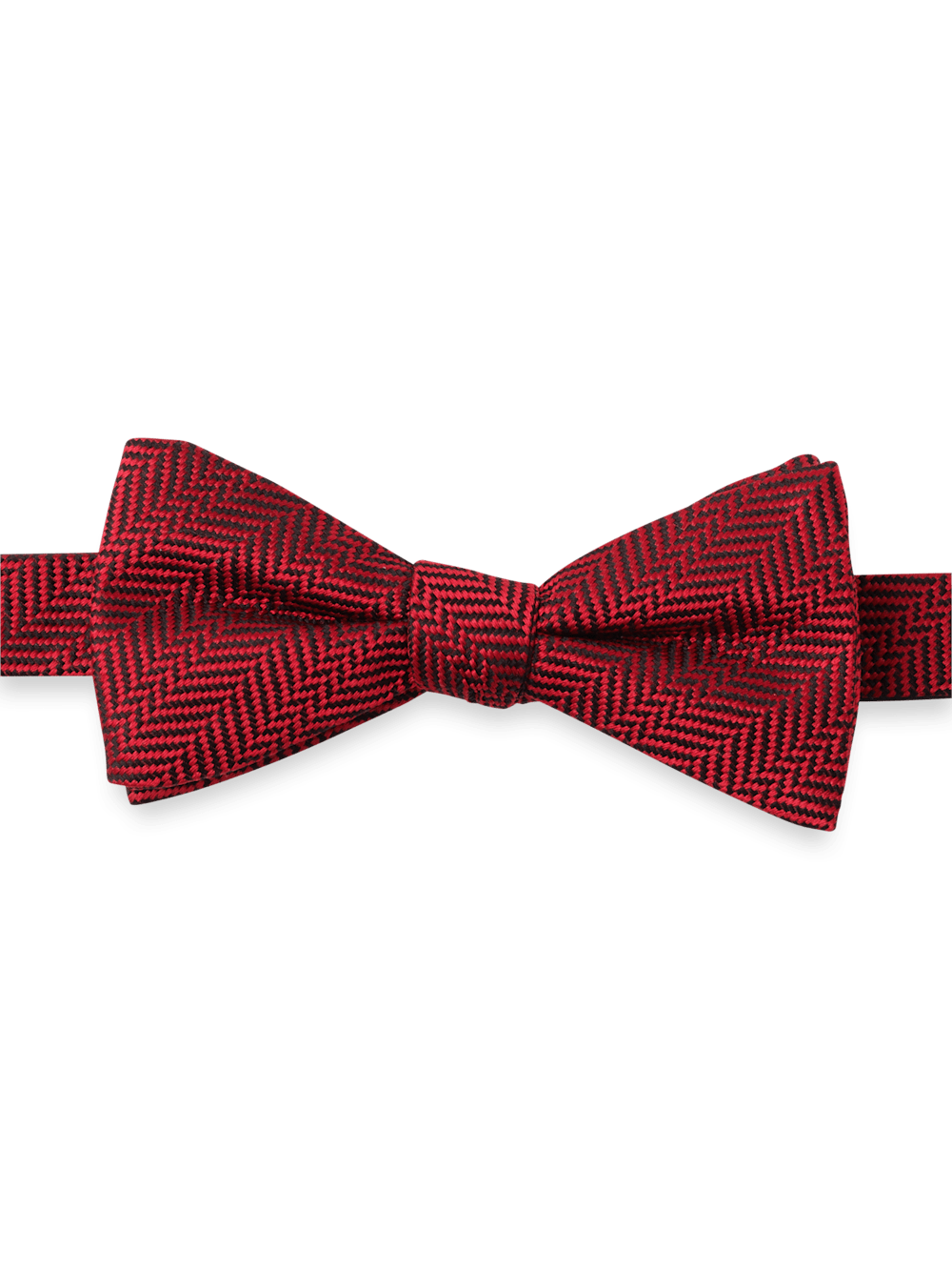 Product Image of Herringbone Woven Silk Pre-tied Bow Tie-Red