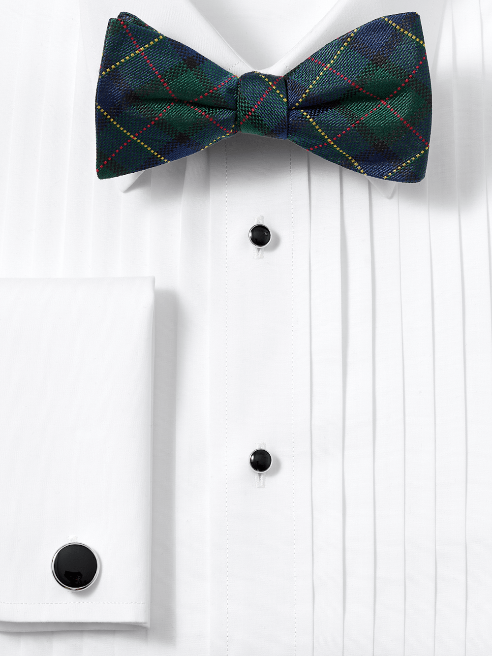 Alternate Image of Plaid Woven Silk Pre-tied Bow Tie-1