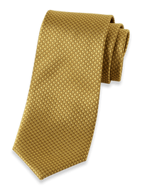 Houndstooth Woven Silk Tie - Gold