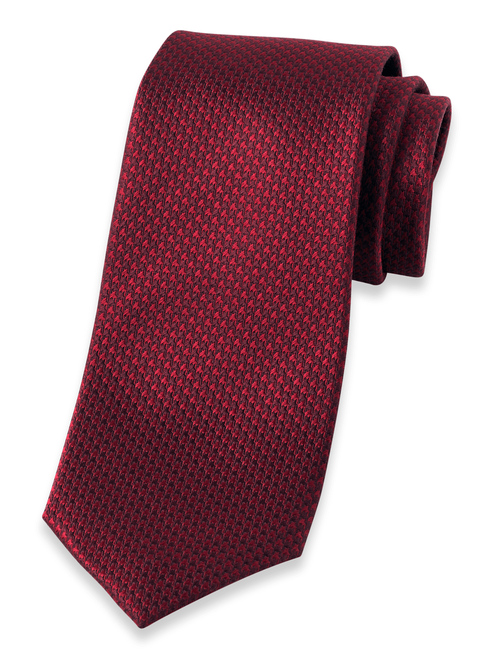 Product Image of Houndstooth Woven Silk Tie-Burgundy