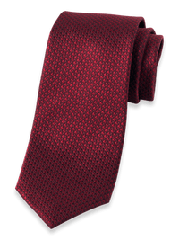 Houndstooth Woven Silk Tie - Burgundy