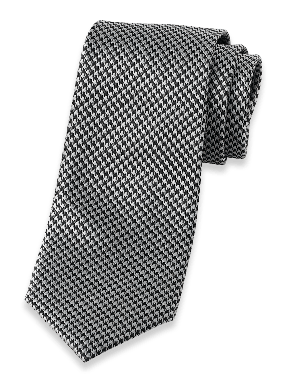 Product Image of Houndstooth Woven Silk Tie-Black/Grey