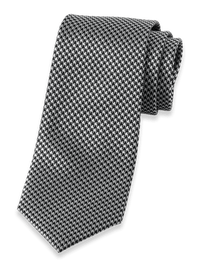 Houndstooth Woven Silk Tie - Black/grey