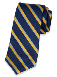 Stripe Woven Silk Tie - Navy/yellow