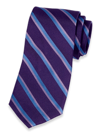 Stripe Woven Silk Tie - Purple/blue