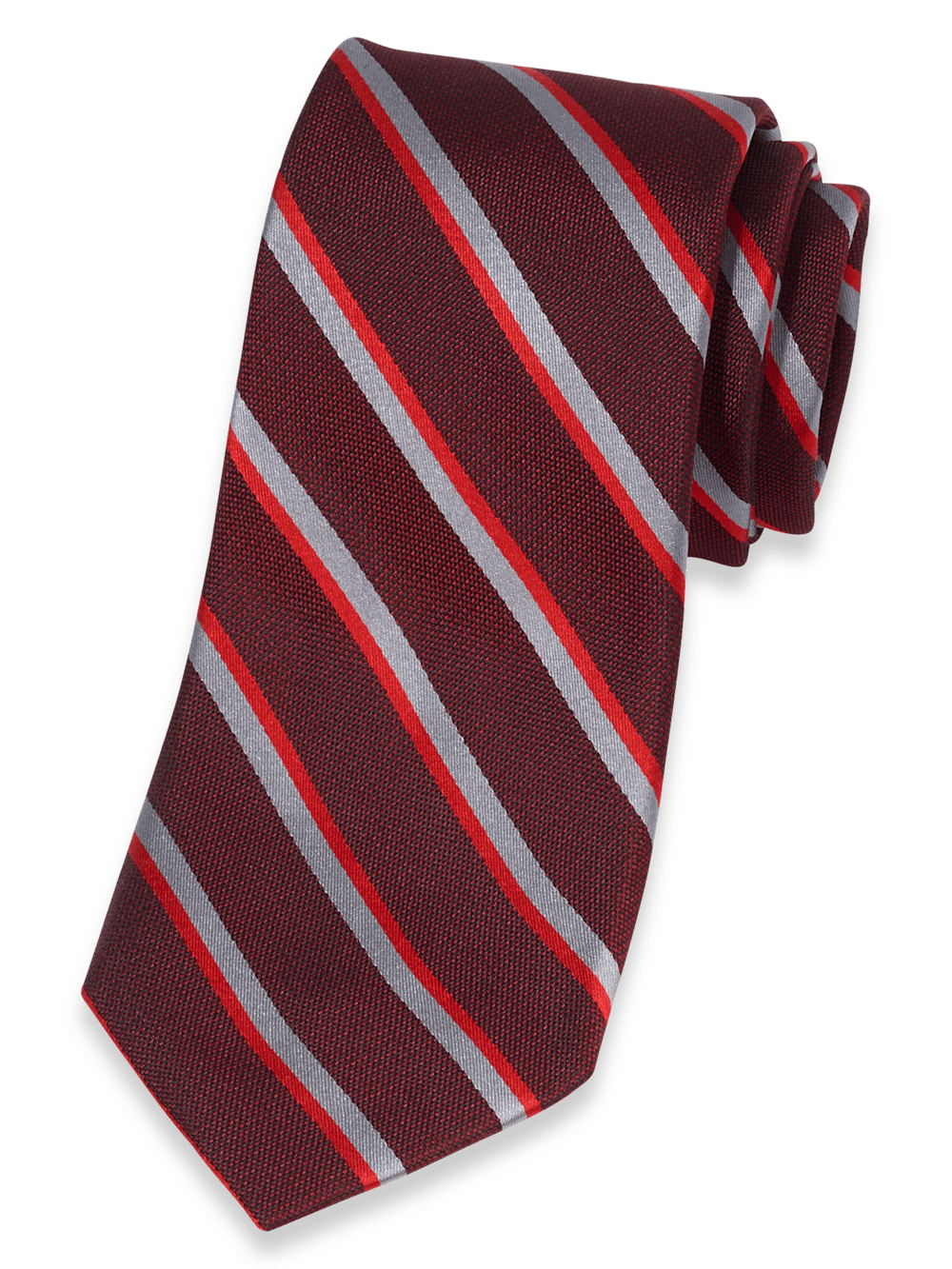 Product Image of Stripe Woven Silk Tie-Red/Grey