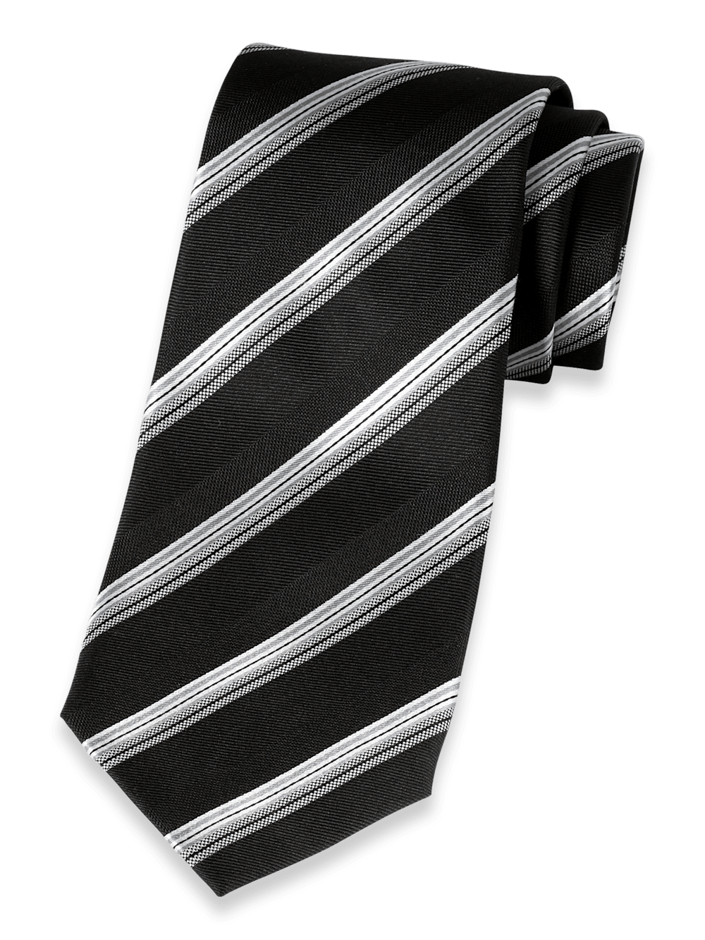 Product Image of Stripe Woven Silk Tie-Black/Grey