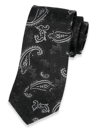 Paisley Woven Silk Tie - Black