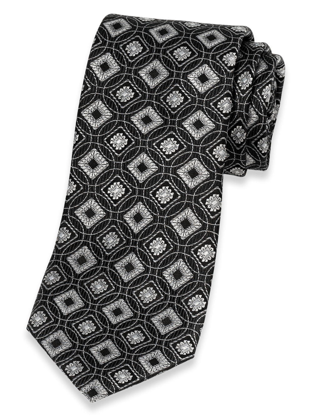 Product Image of Medallion Woven Silk Tie-Black