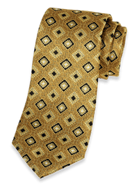 Medallion Woven Silk Tie - Gold