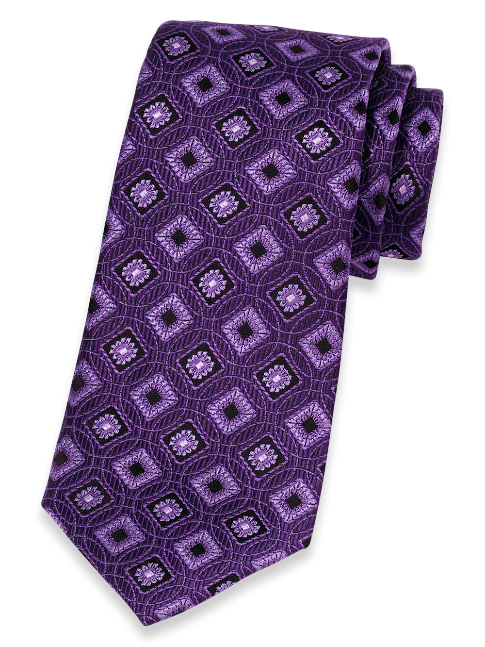 Product Image of Medallion Woven Silk Tie-Purple