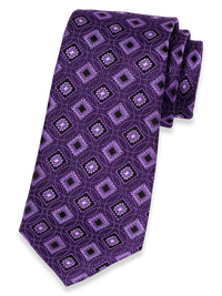 Medallion Woven Silk Tie - Purple