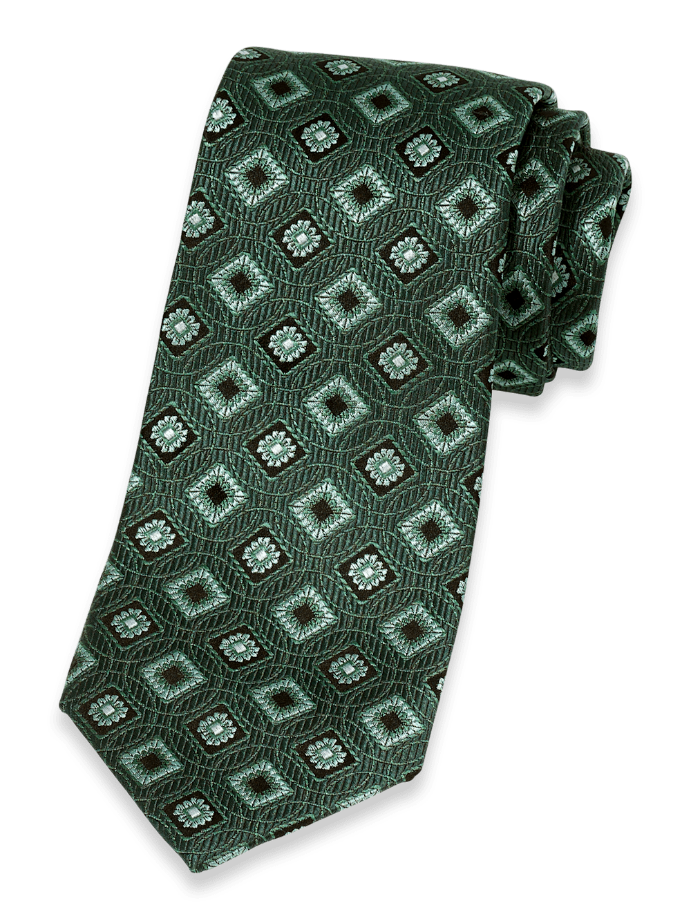 Product Image of Medallion Woven Silk Tie-Green