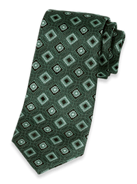 Medallion Woven Silk Tie - Green