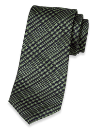 Houndstooth Woven Silk Tie - Green