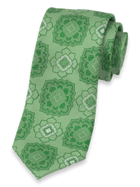 Medallion Woven Silk Tie - Green