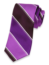 Stripe Woven Silk Tie - Purple