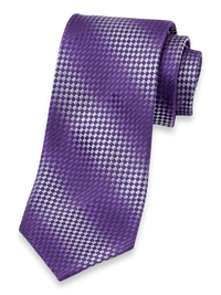 Geometric Woven Silk Tie - Purple