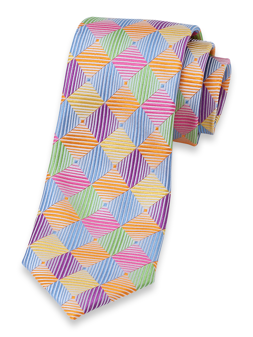 Product Image of Geometric Woven Silk Tie-Multi