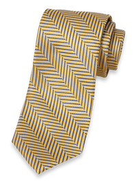 Herringbone Woven Silk Tie - Yellow Multi