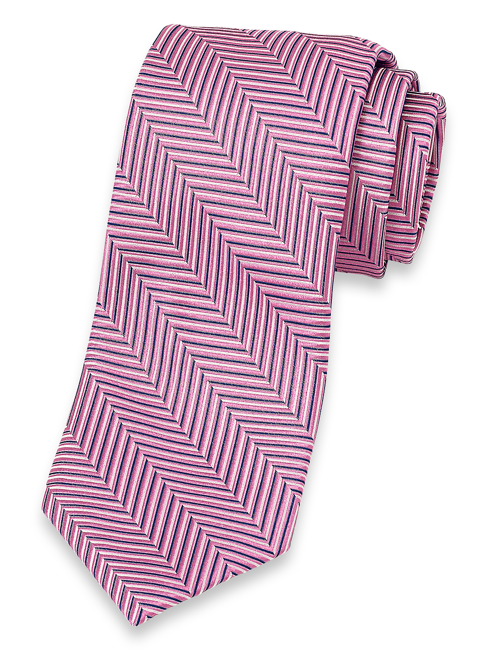 Product Image of Herringbone Woven Silk Tie-Pink Multi