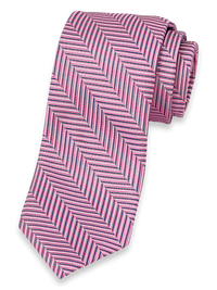 Herringbone Woven Silk Tie - Pink Multi