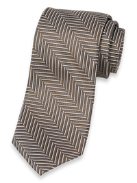 Herringbone Woven Silk Tie - Brown Multi