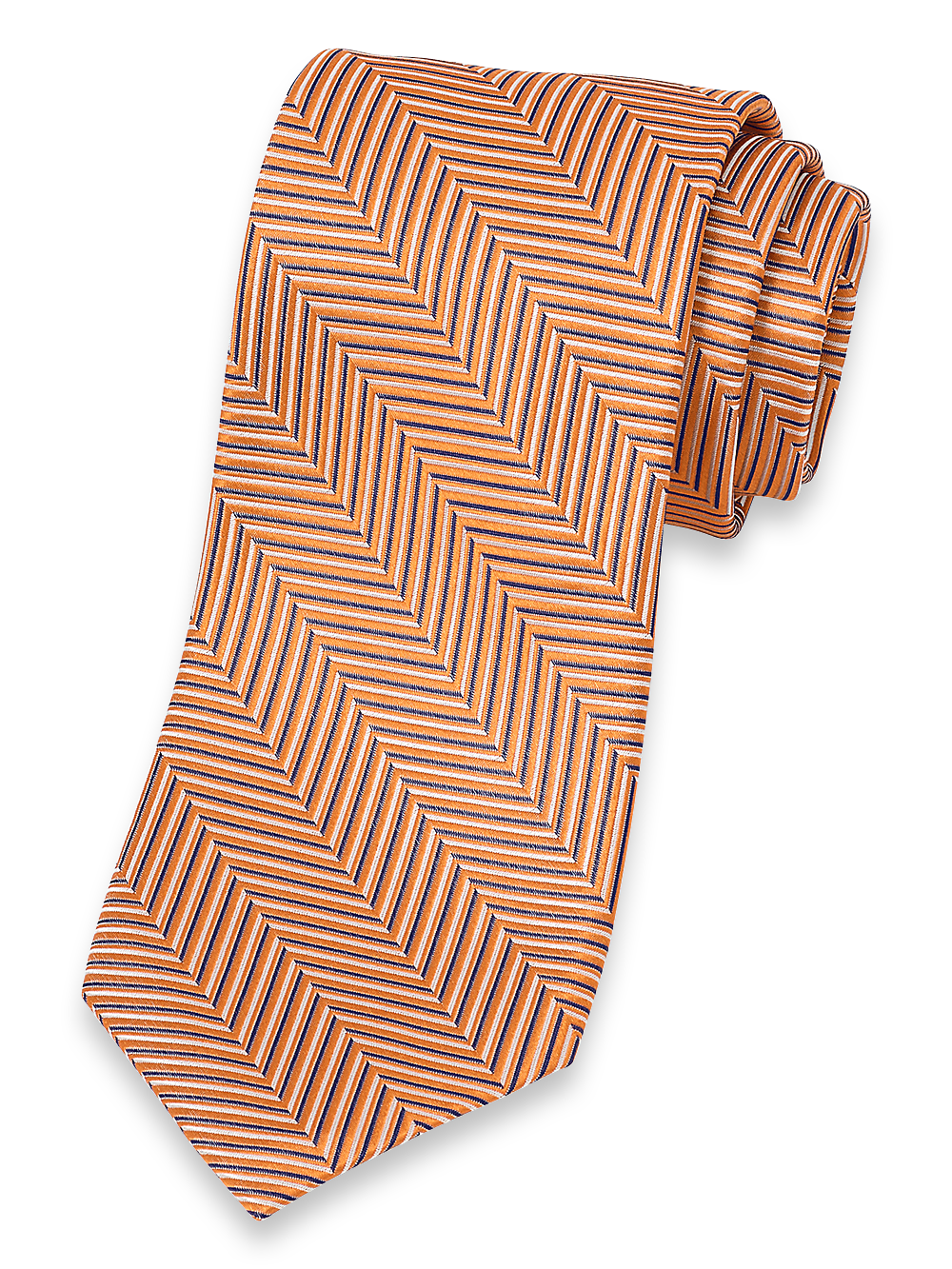 Product Image of Herringbone Woven Silk Tie-Orange Multi