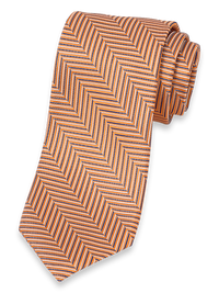 Herringbone Woven Silk Tie - Orange Multi