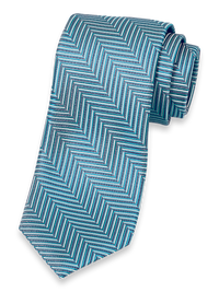 Herringbone Woven Silk Tie - Teal Multi