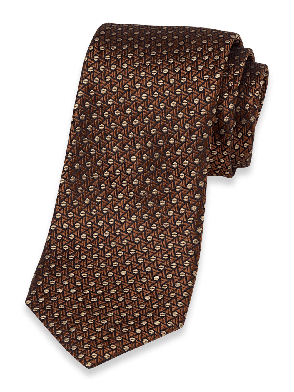 Product Image of Geometric Woven Silk Tie-Brown