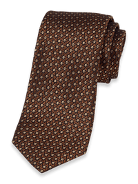 Geometric Woven Silk Tie - Brown