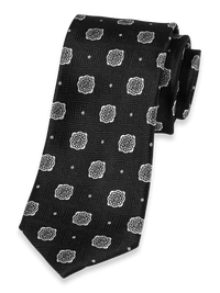 Medallion Woven Silk Tie - Black