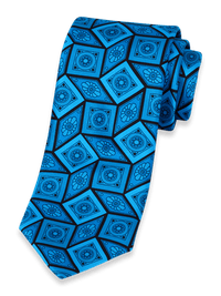 Medallion Woven Silk Tie - Teal