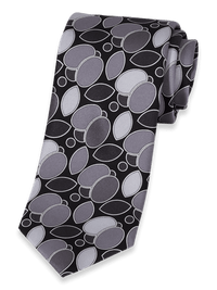 Medallion Woven Silk Tie - Black