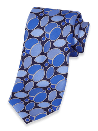 Medallion Woven Silk Tie - Blue