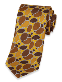 Medallion Woven Silk Tie - Gold