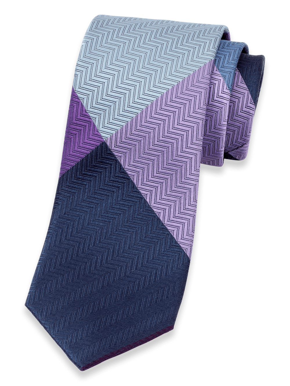 Product Image of Patchwork Woven Silk Tie-Purple Multi